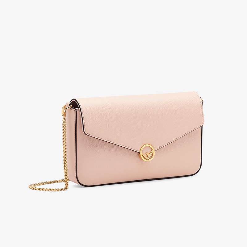 F is Fendi Chain Wallet In Calf Leather Pink